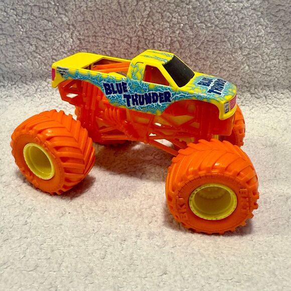 Hot Wheels Other - Hot Wheels Monster Jam Truck CUSTOM Blue Thunder 1:64 Monster Trucks EUC